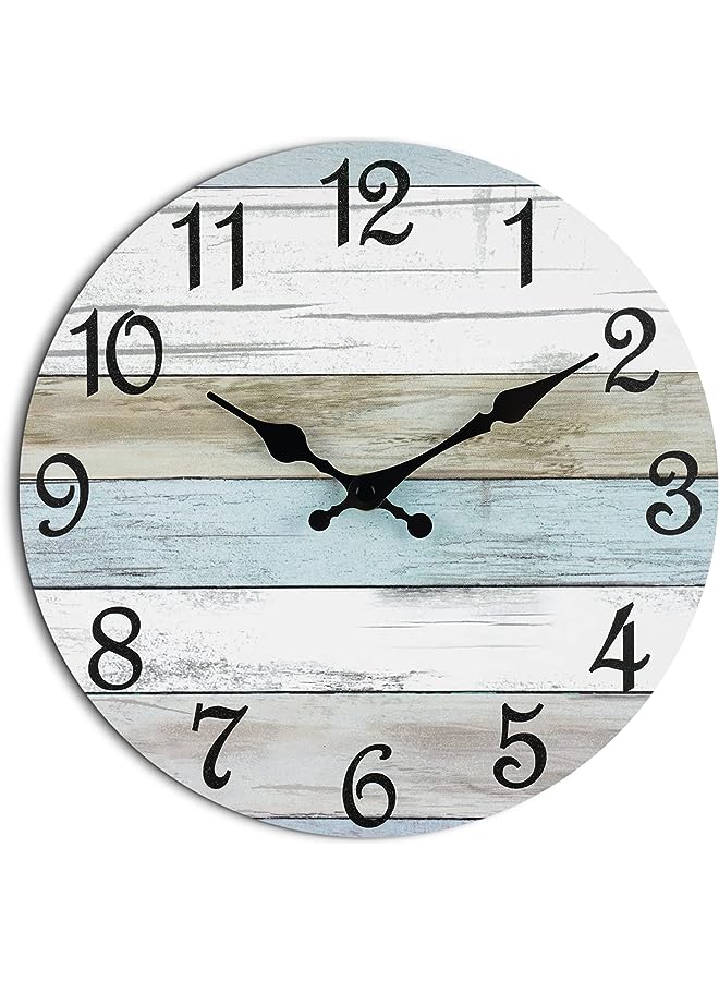 Raxoom Clock - CHYLIN Silent Non Ticking Wall Clocks Battery Operated, Rustic Coastal Country Clock Decorative for Bathroom Kitchen Bedroom Living Room(10 Inch) - Image 1