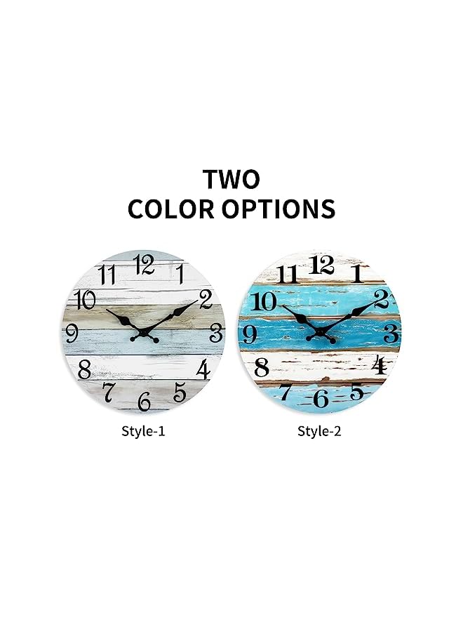 Raxoom Clock - CHYLIN Silent Non Ticking Wall Clocks Battery Operated, Rustic Coastal Country Clock Decorative for Bathroom Kitchen Bedroom Living Room(10 Inch) - Image 2