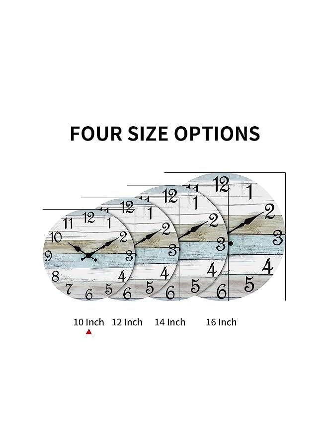 Raxoom Clock - CHYLIN Silent Non Ticking Wall Clocks Battery Operated, Rustic Coastal Country Clock Decorative for Bathroom Kitchen Bedroom Living Room(10 Inch) - Image 3