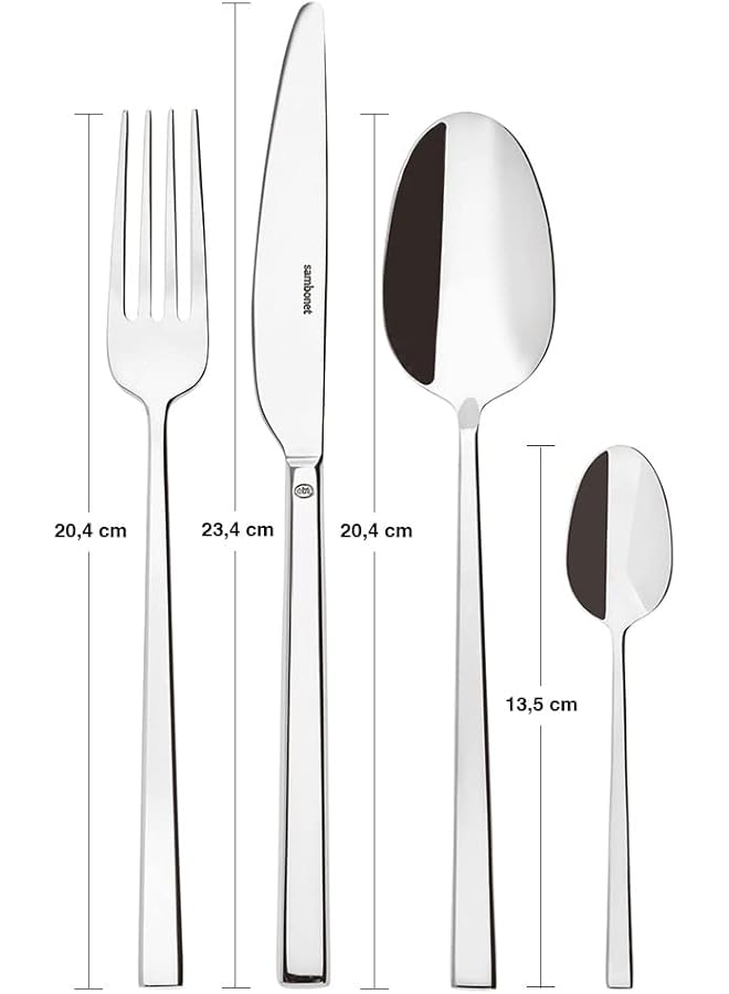 Sambonet Rock 52562 81 Stainless Steel Tableware Set For 6 People, 24 Pieces: 6 Forks, 6 Spoons, 6 Knives, 6 Teaspoons, Dishwasher Safe - Image 2