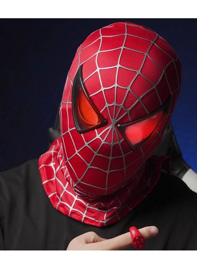 عام قناع سبايدر مان الأصلي، توبي ماغواير، غطاء الرأس من الجيل الأول، إعادة صناعة الفيلم، قناع عين الوميض الكهربائي، قناع مضيء لزي الكوسبلاي - جهاز تحكم عن بُعد بالأسورة المضيئة - علبة هدايا. - Image 4