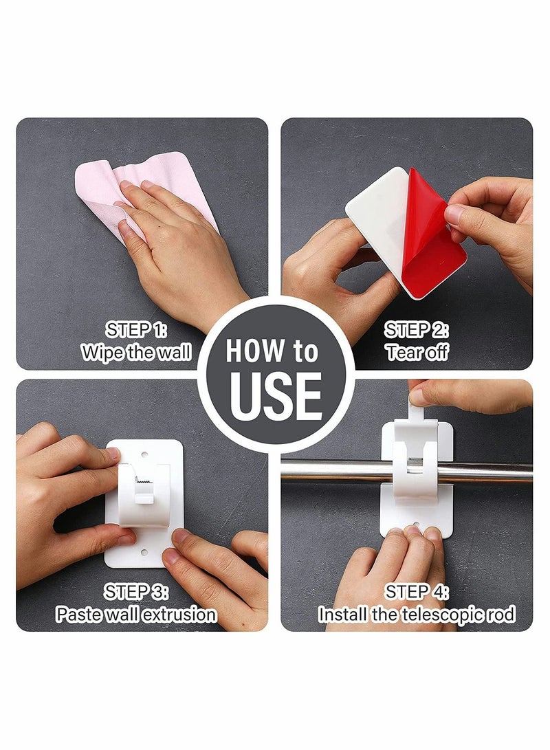 SYOSI Curtain Rod Bracket Holder, Curtain Rods No Drilling Adhesive Curtain Rod Holder Curtain Rod Bracket Curtain Hangers No Drilling Hooks Mounting Screws, Anchors and Sticky Strips - Image 3