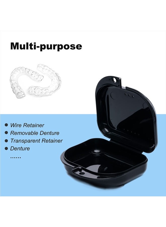 Hoewina - Retainer Case with Vent Holes, 6 Pcs Denture Case, Tight Snap Lock Orthodontic Mouth Guard Case， Black, White, Yellow, Light Purple, Pink and Blue, Easy to Use - Image 1