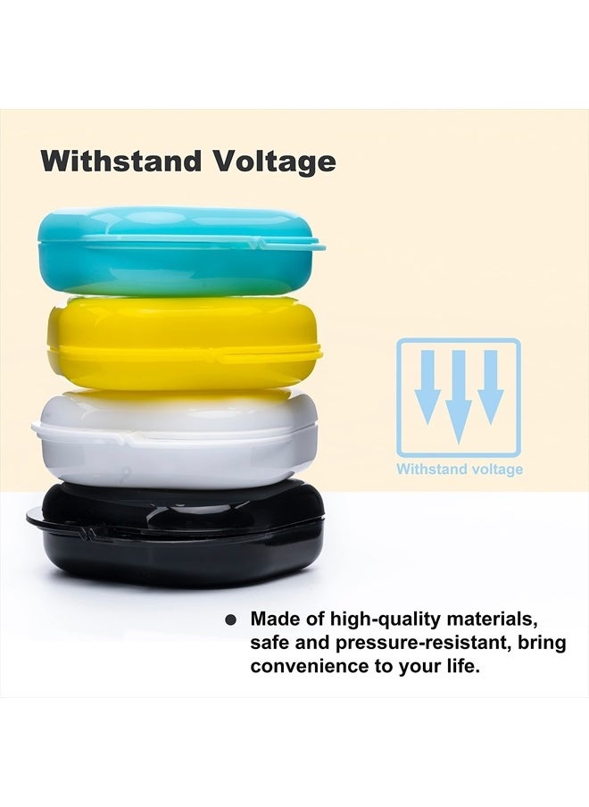 Hoewina - Retainer Case with Vent Holes, 6 Pcs Denture Case, Tight Snap Lock Orthodontic Mouth Guard Case， Black, White, Yellow, Light Purple, Pink and Blue, Easy to Use - Image 1