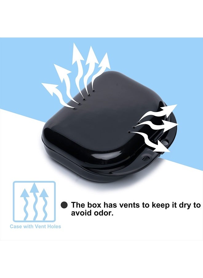Hoewina - Retainer Case with Vent Holes, 6 Pcs Denture Case, Tight Snap Lock Orthodontic Mouth Guard Case， Black, White, Yellow, Light Purple, Pink and Blue, Easy to Use - Image 1