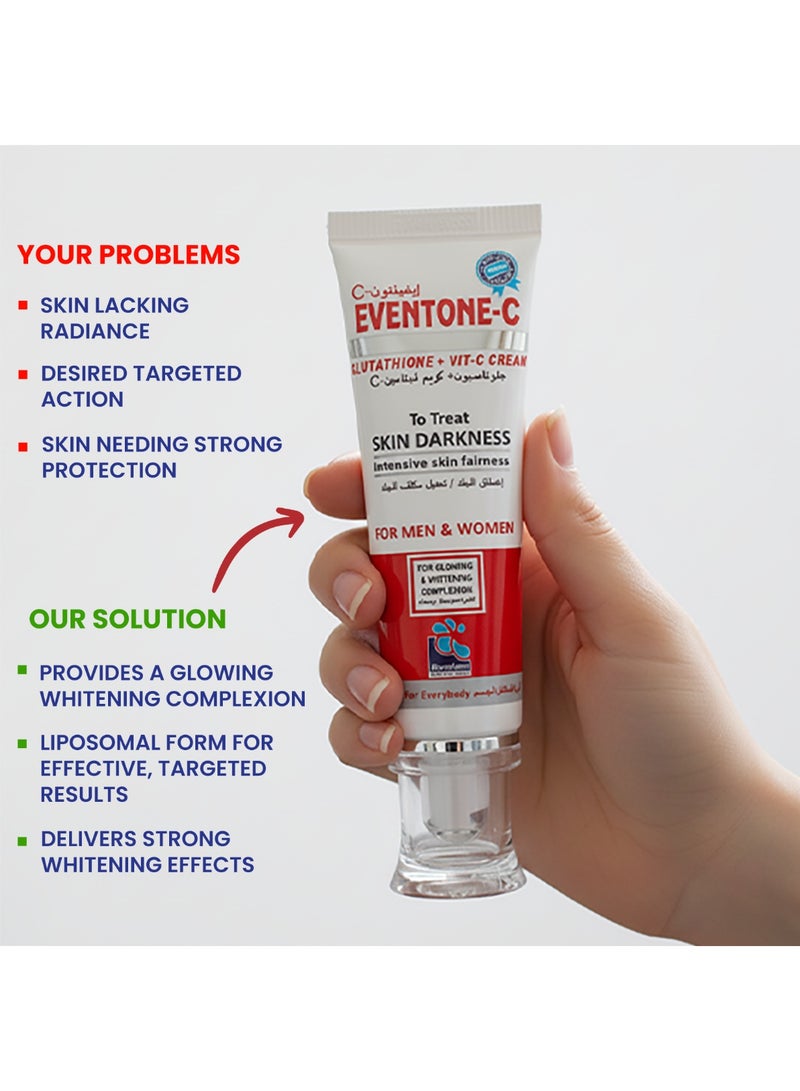 PharmaHealth Eventone C Cream 30g | Skin Brightening & Even Tone Moisturizing Cream with L-Glutathione & Vitamin C | Reduces Marks, Dark Spots & Fine Lines - Image 3