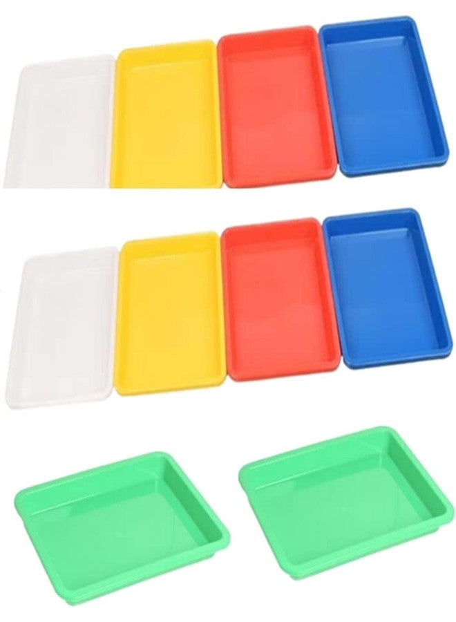 Jilukibo 10 Pack Rectangle Plastic Art Trays for Crafts Painting Beads, Stackable Multicolor Activity Tray Organizer Serving Tray for DIY Projects,Organizing Supply Fun Home Activities - Image 1
