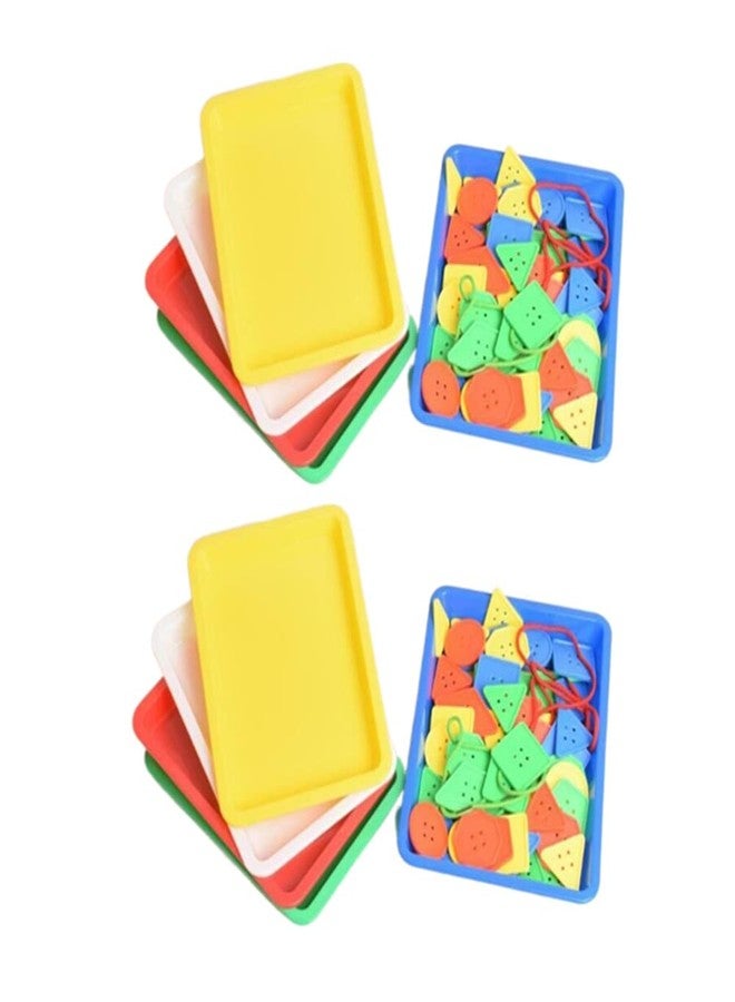 Jilukibo 10 Pack Rectangle Plastic Art Trays for Crafts Painting Beads, Stackable Multicolor Activity Tray Organizer Serving Tray for DIY Projects,Organizing Supply Fun Home Activities - Image 4