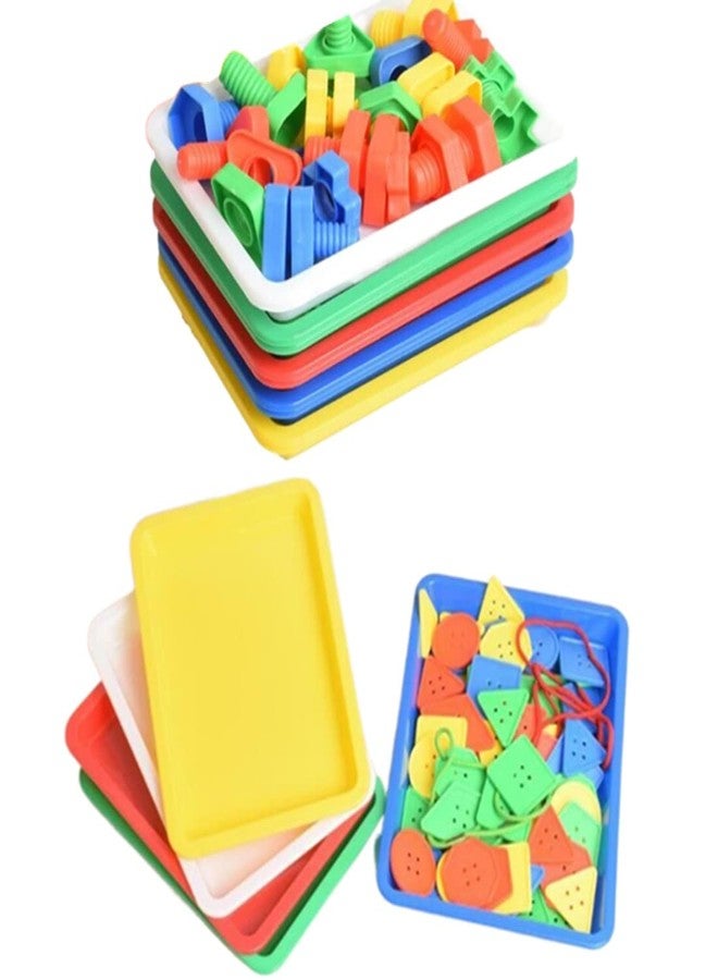 Jilukibo 10 Pack Rectangle Plastic Art Trays for Crafts Painting Beads, Stackable Multicolor Activity Tray Organizer Serving Tray for DIY Projects,Organizing Supply Fun Home Activities - Image 5