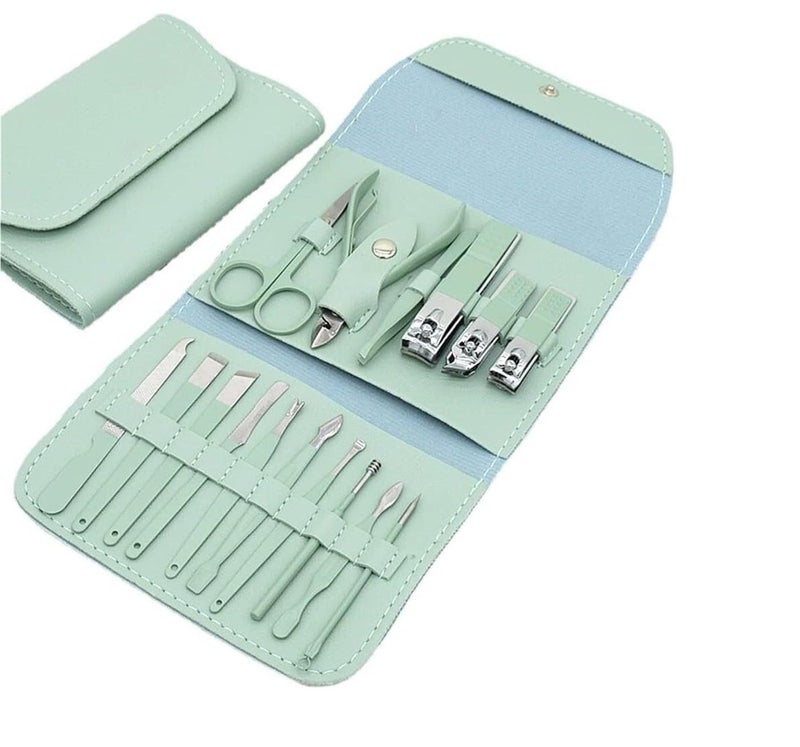 VENDIX Professional Manicure & Pedicure kit, 16-Piece Stainless Steel Nail Clippers, Grooming Kit with Luxurious Travel Leather Case for Men and Women (multicolor) - Image 1