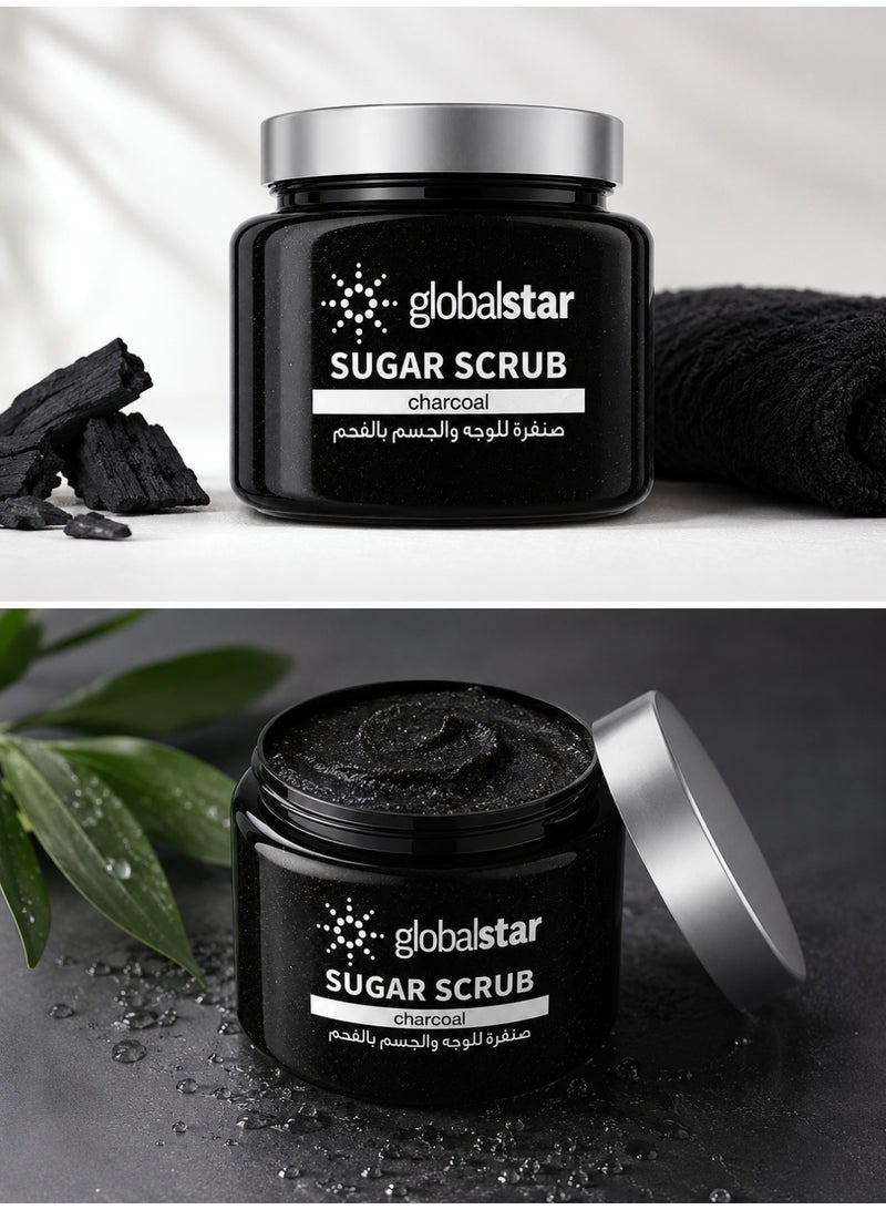 Global Star Charcoal Sugar Scrub for Face and Body 600g - Image 2