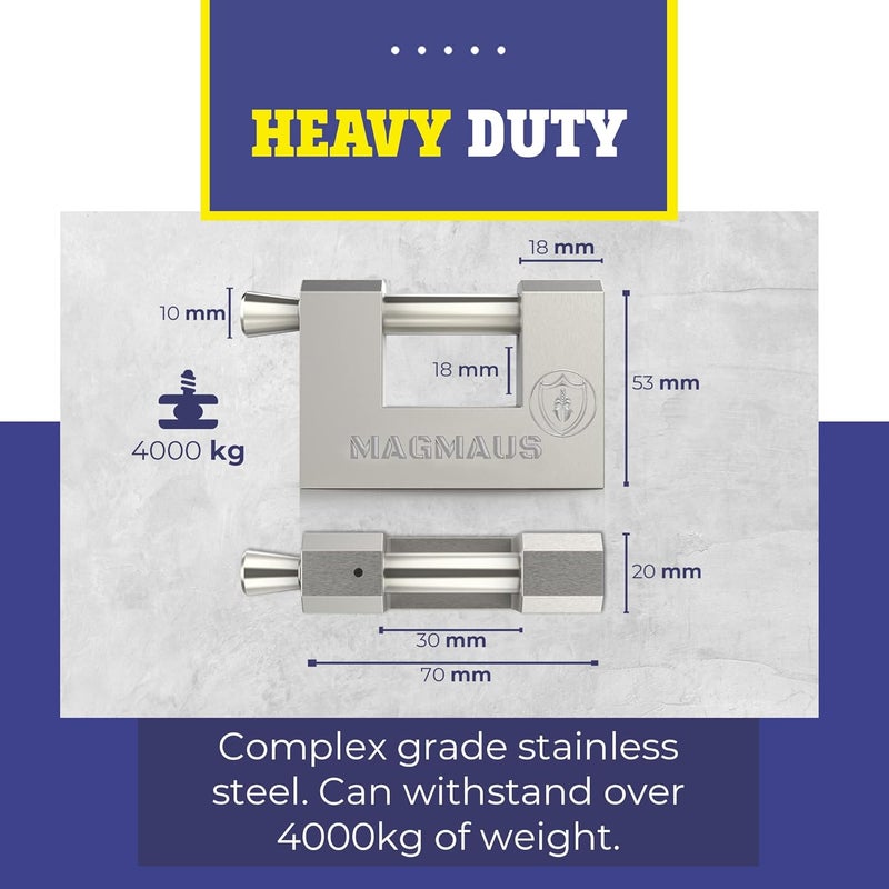 Magmaus Heavy Duty Container Padlock - Waterproof, Anti-Rust, Anti-Drill Security Lock - Image 2