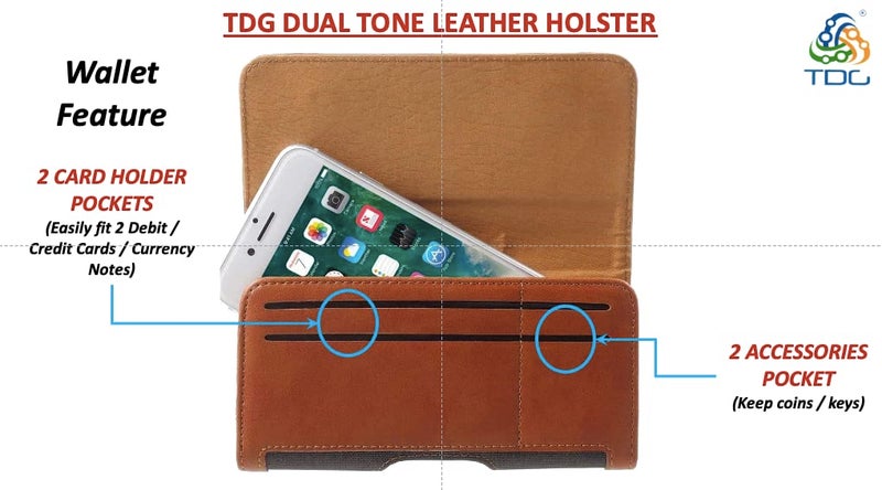 TDG Leather Belt Pouch Holster for Apple iPhone 16 Pro max Smartphones & Mobiles (6.7 inches) Brown - Image 5