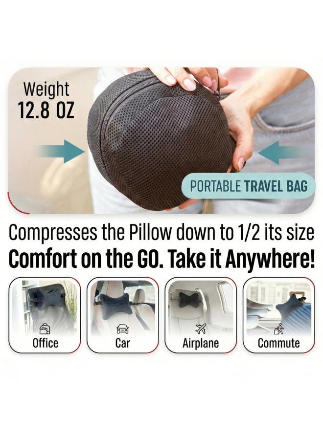 Aeris Car Neck Pillow with Adjustable Strap and Portable Bag Premium Memory Foam Travel Neck Pillow for Airplanes,Buses,Trains - Removable Machine Washable Luxury Black Plush Velour Cover (black) - Image 4