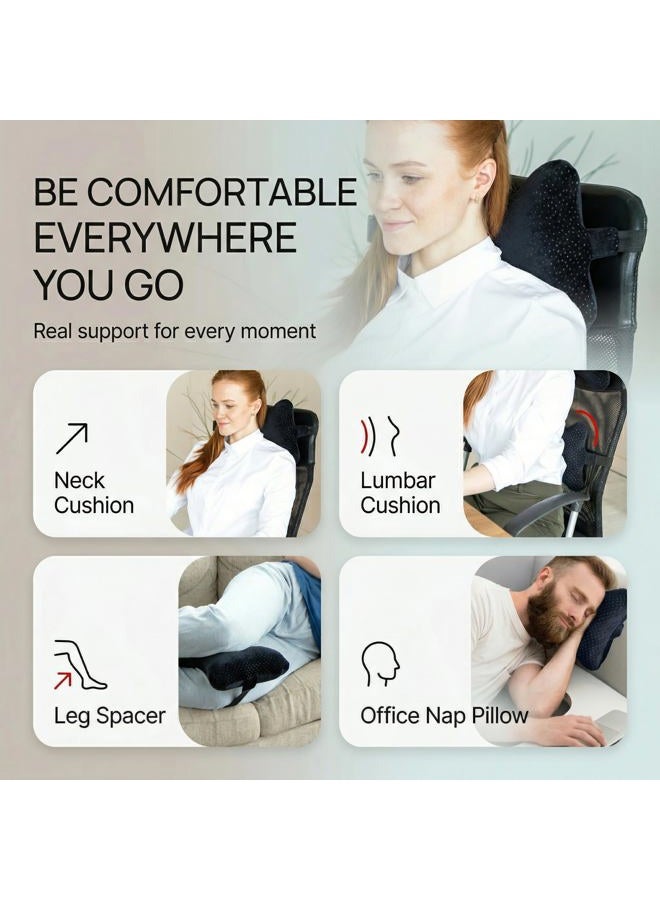 Aeris Car Neck Pillow with Adjustable Strap and Portable Bag Premium Memory Foam Travel Neck Pillow for Airplanes,Buses,Trains - Removable Machine Washable Luxury Black Plush Velour Cover (black) - Image 5