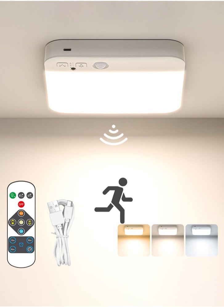 XiuWoo - Rechargeable Wireless Ceiling Light, Motion Sensor Lights, Indoor Battery-Operated Light, Shed Light with Remote Control, 3 Mode, Brightness Adjustment - Image 1