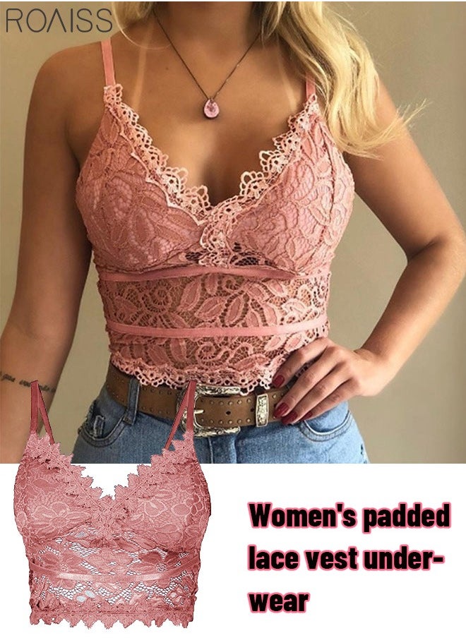 Women's Fashion Bra Vest With Chest Pad Lace Material Comfortable and Elastic thin Shoulder Strap Sleeveless Top - pzsku/Z93FA8A7374742454A97EZ/45/_/1729306877/62bb1422-c980-4f5d-be00-079434ea5c87