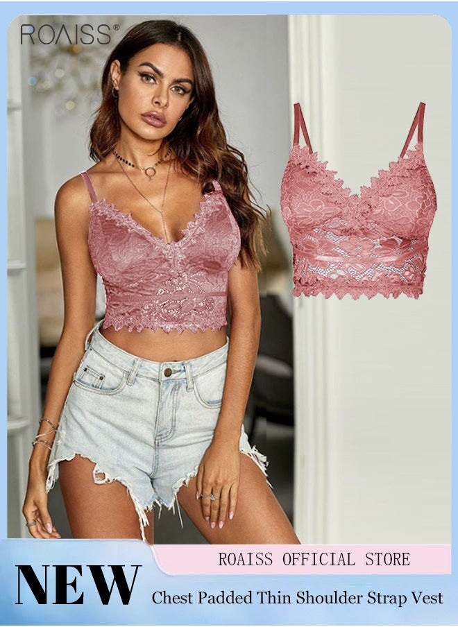 Women's Fashion Bra Vest With Chest Pad Lace Material Comfortable and Elastic thin Shoulder Strap Sleeveless Top - pzsku/Z93FA8A7374742454A97EZ/45/_/1729306879/d6bdf49b-3679-4ad9-af06-b321faf60178