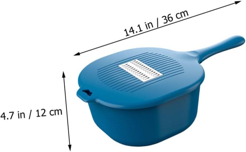 قطاعة و مبشرة خضروات متعددة الوظائف مع صندوق تخزين ومقبض غير قابل للانزلاق باللون الأزرق الداكن - Image 3