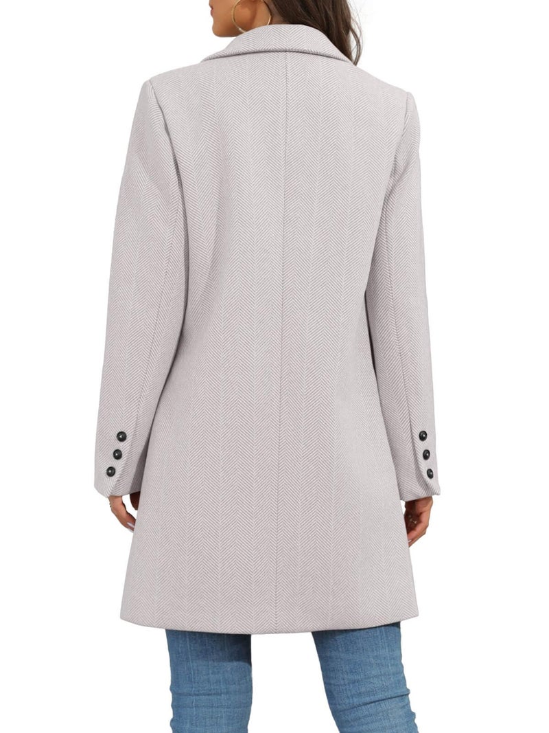 Ebifin Women's Notch Lapel Double Breasted Trench Coat Peacoat Winter Casual Long Blazer Jacket Overcoat - Image 4