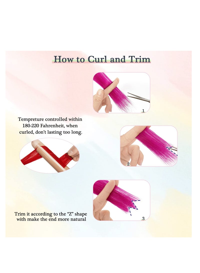 KASTWAVE Hair Extensions, 10Pcs Pink Ombre Straight Clip in Hair Extensions Party Highlights Synthetic Clip in Hairpieces for Women Kids Girls (Rose to Light Pink) - Image 4