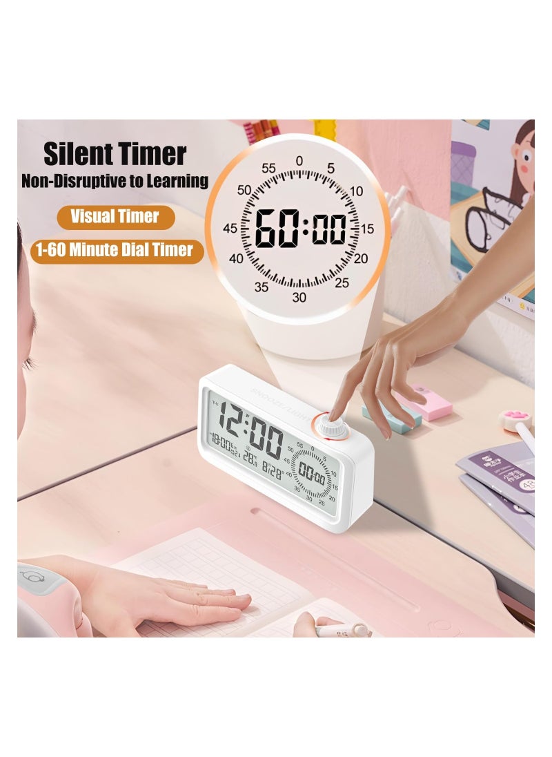SYOSI - 60-Minute Visual Timer for Kids, Pomodoro Timer, Countdown and Count Up Timer, Rechargeable Alarm Clock, Dual Display, LCD Time Reminder, Ideal for Homeschooling, Teaching, and Time Management(1 Pack) - Image 1