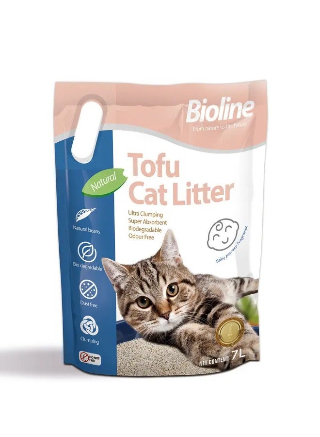 Bioline Tofu Cat Litter 7L -  Baby Powder Fragrance for Freshness & Comfort - Image 1