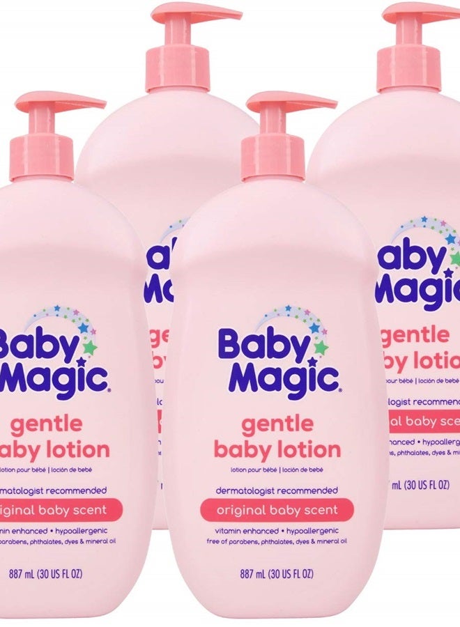 Baby Magic Gentle Baby Lotion | 30 Fl Oz (Pack of 4) | Vitamins & Aloe | Free of Parabens, Phthalates, Sulfates and Dyes  - Image 1