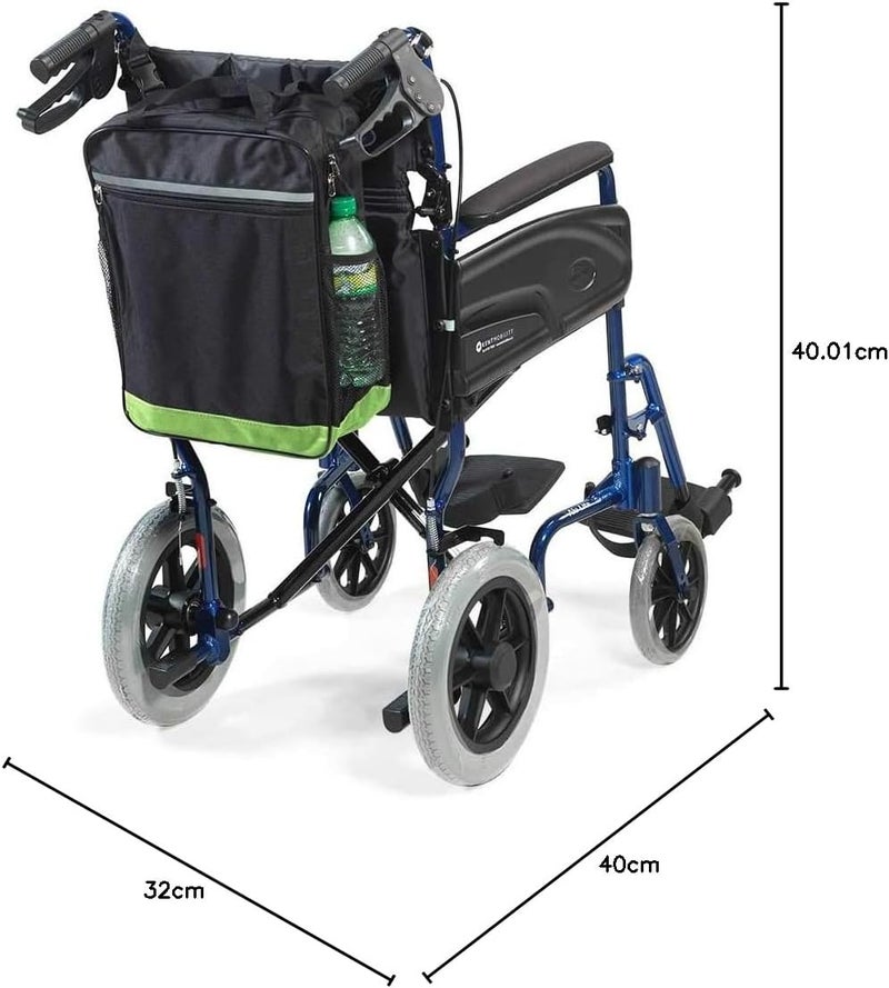 NRS Healthcare Reflective Wheelchair Scooter Bag, Black and Green Storage burden minimized build - Image 3