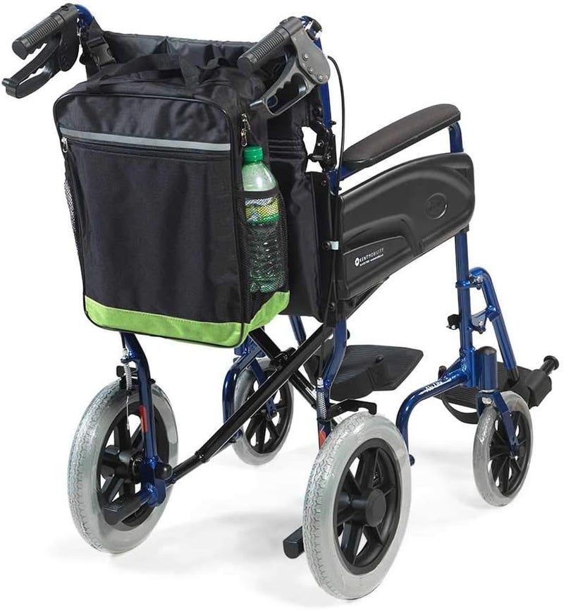 NRS Healthcare Reflective Wheelchair Scooter Bag, Black and Green Storage burden minimized build - Image 1