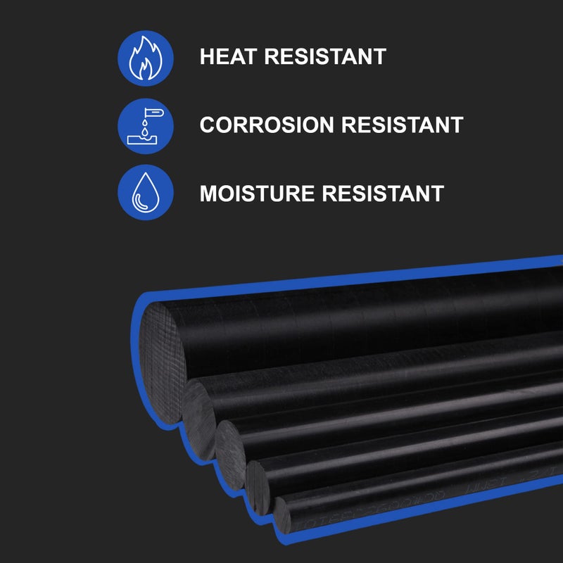 Duco Plastics & Supply Duco USA-Made Acetal Copolymer Dowel Rod 1" Diameter & 12" Length - 1 Pack of Opaque Black Acetal Rod - Durable, Low-Friction Plastic Rod for CNC, Fixtures, and Custom Parts - Image 3