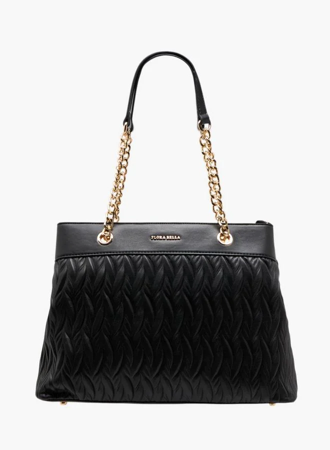 Flora Bella By Shoexpress Quilted Tote Bag with Chain Strap and Zip Closure