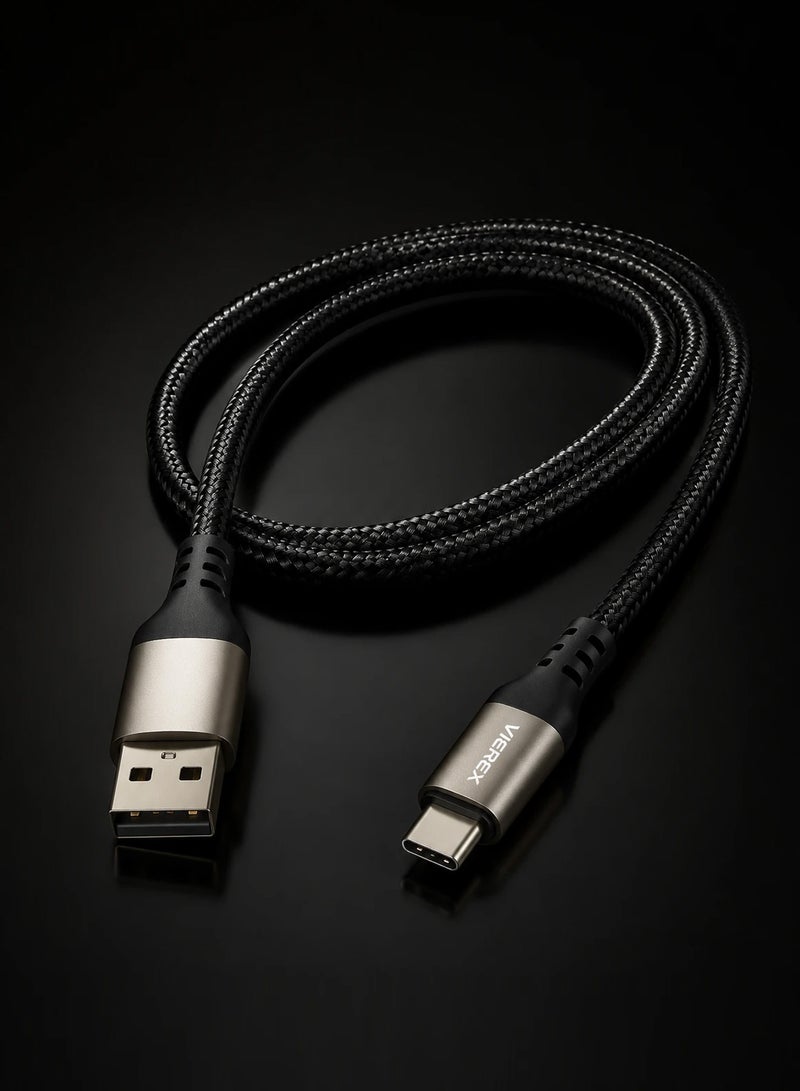 Vierex VC-14 Super Fast USB A to USB C Cable 3.1A Fast Charging Data Cable Durable Braided Charging Cord for Android Devices Tablets Power Banks, 1m - Image 3