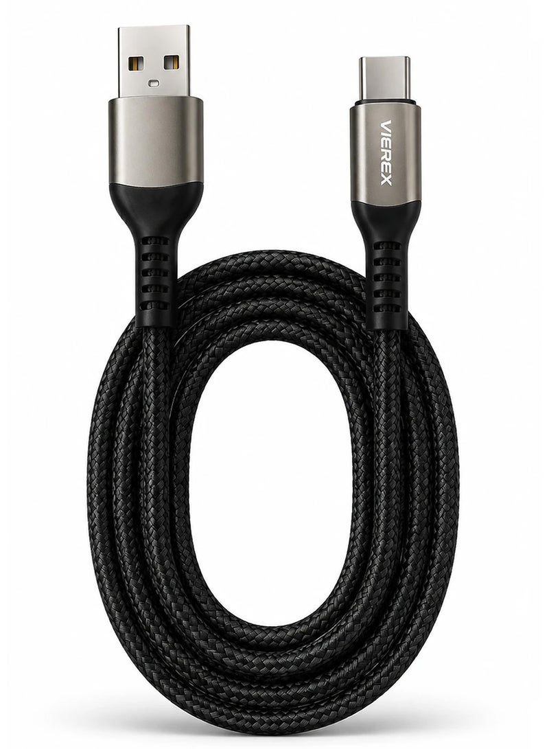 Vierex VC-14 Super Fast USB A to USB C Cable 3.1A Fast Charging Data Cable Durable Braided Charging Cord for Android Devices Tablets Power Banks, 1m - Image 1