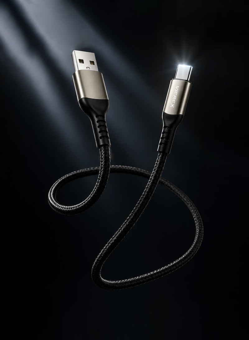 Vierex VC-14 Super Fast USB A to USB C Cable 3.1A Fast Charging Data Cable Durable Braided Charging Cord for Android Devices Tablets Power Banks, 1m - Image 2
