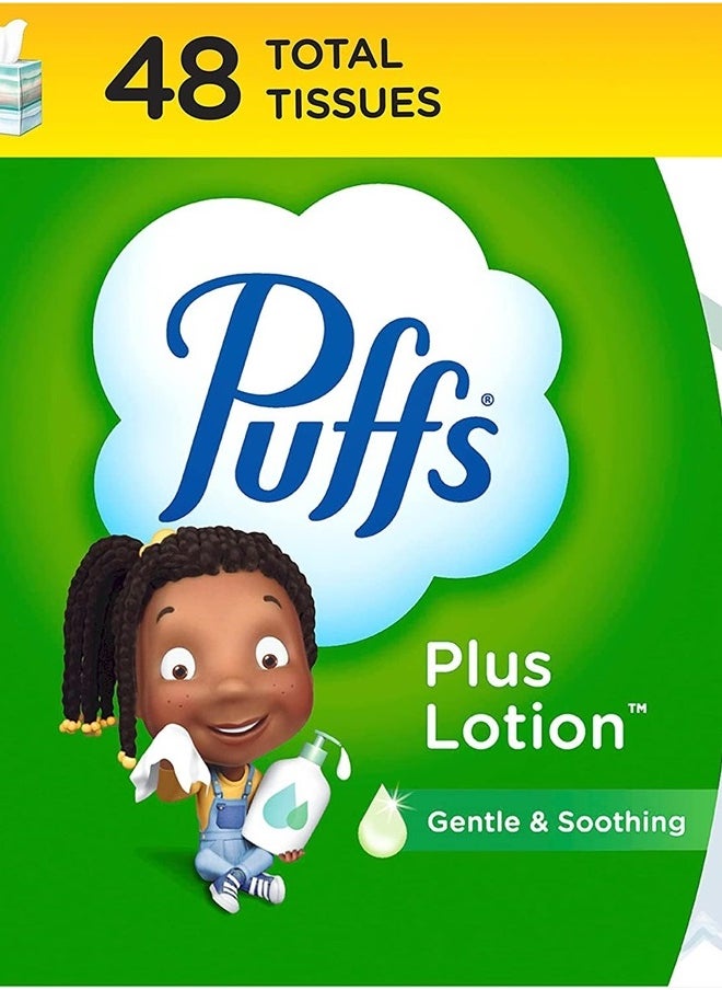 Puffs Plus Lotion Facial Tissue, 1 Cube Box, 48 Tissues Per Box  - Image 1