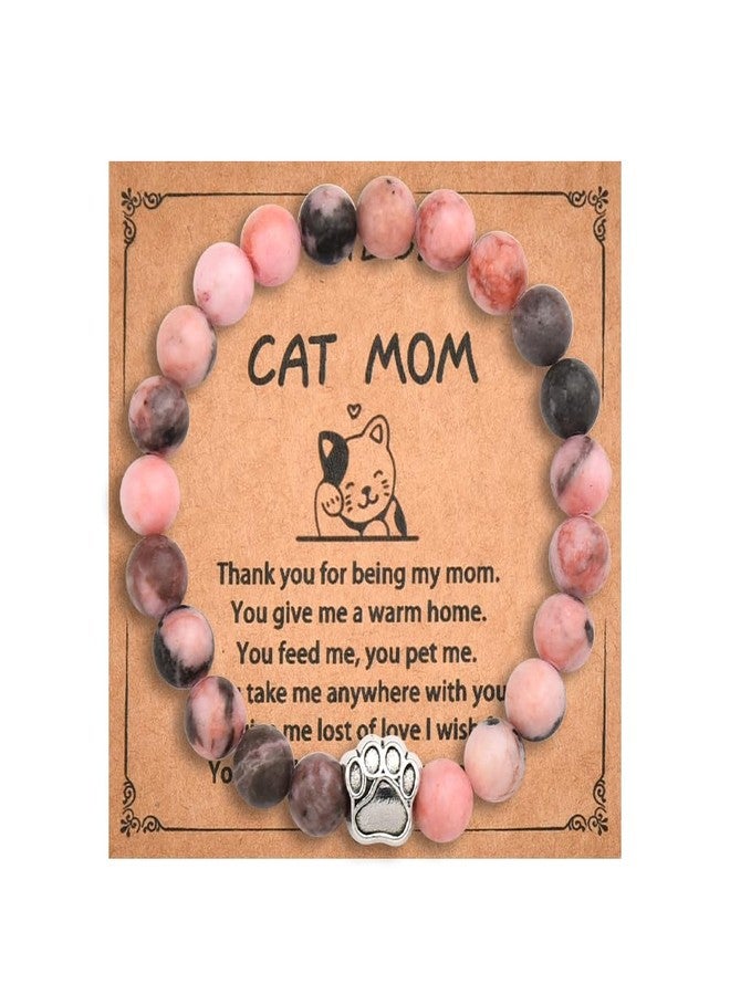 YangQian Cat Mom Bracelet for Women Birthday Christmas Gifts for Cat Lovers Gifts for Her Cat Lady Beaded Bracelet Cat Mama Cat Owner Gift Ideas Cat People Cat Mother Gifts Cat Themed Keepsake Bracelet Gift - Image 1