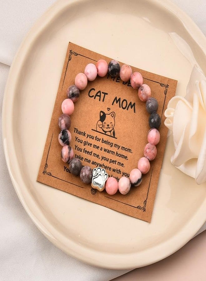 YangQian Cat Mom Bracelet for Women Birthday Christmas Gifts for Cat Lovers Gifts for Her Cat Lady Beaded Bracelet Cat Mama Cat Owner Gift Ideas Cat People Cat Mother Gifts Cat Themed Keepsake Bracelet Gift - Image 5