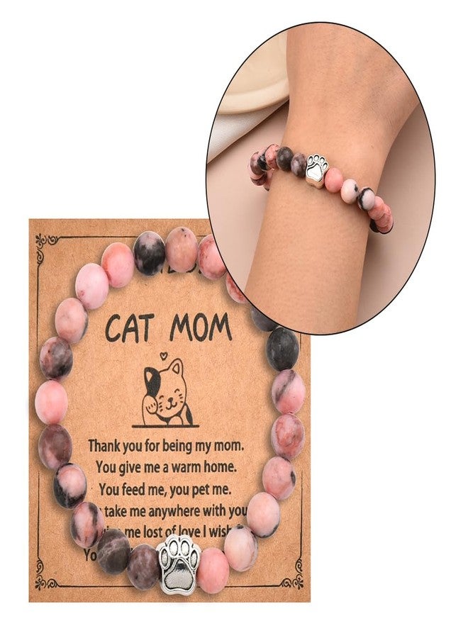YangQian Cat Mom Bracelet for Women Birthday Christmas Gifts for Cat Lovers Gifts for Her Cat Lady Beaded Bracelet Cat Mama Cat Owner Gift Ideas Cat People Cat Mother Gifts Cat Themed Keepsake Bracelet Gift - Image 4