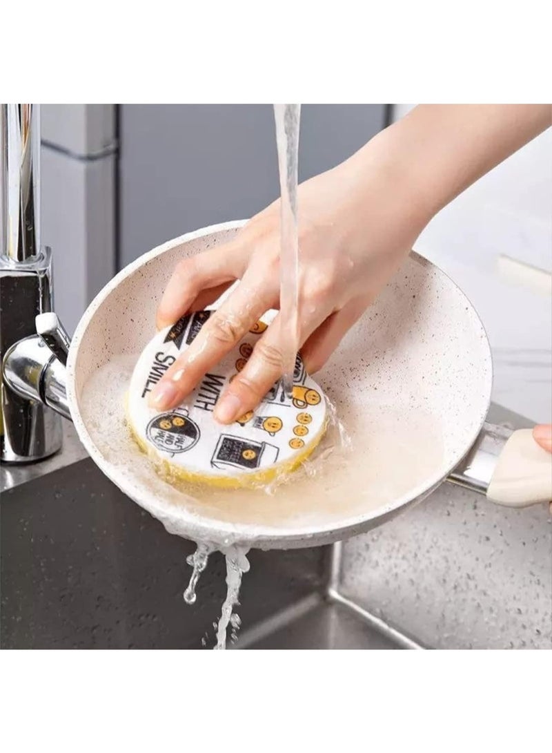 4-Pack Smiley Face Cleaning Sponges - Non-Scratch Scrub Sponges for Dishes, Countertops & Household Cleaning - Image 3