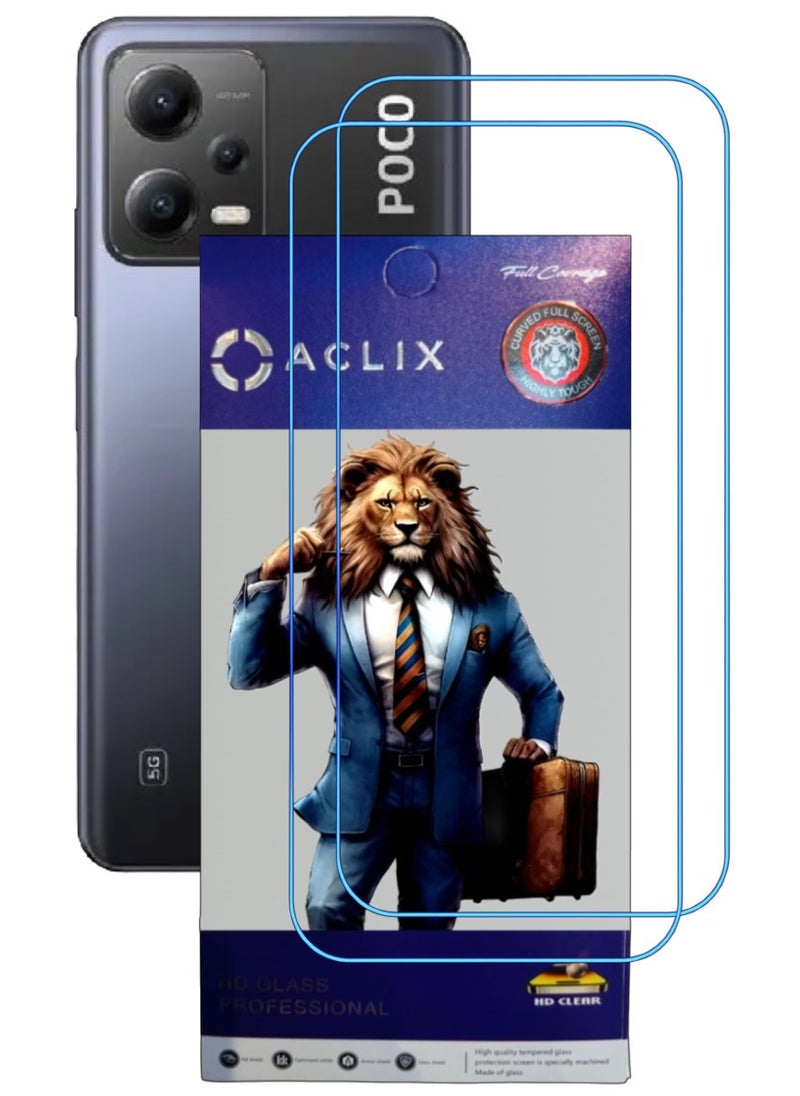 ACLIX 2 Pieces Antistatic ESD Dustproof Premium Quality High Definition Clear Tempered Glass Screen Protector Designed For Xiaomi Poco X5 - Image 1