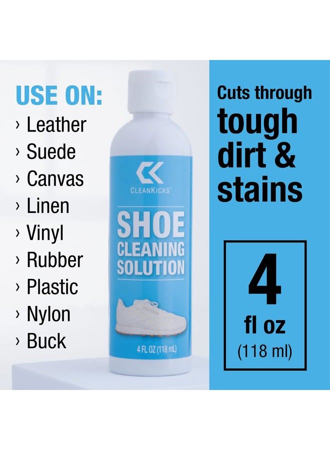 CleanKicks Shoe Cleaning Kit - Footwear Cleaner for Sneakers, Boots, Cleats, and Many Other Shoe Types - (4 Ounce Bottle and Brush). Packaging May Vary Between Green and Blue. - Image 3