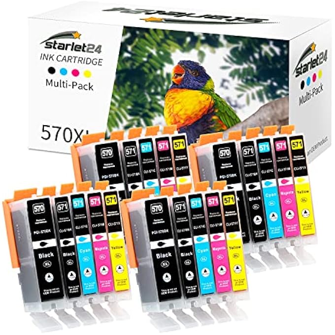 20 X INK CARTRIDGES COMPATIBLE WITH CANON PGI-570 CLI-571 XL FOR PIXMA MG5700 MG5750 MG5751 MG6800 MG6850 MG7750 TS5000 TS5050 (4 PGBK 4 BLACK 4 CYAN, 4 MAGENTA 4 YELLOW) - Image 2