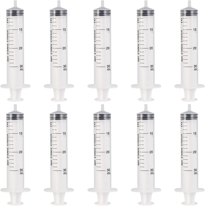 ويوبلز 10 محاقن بلاستيكية مع أدوات قياس من مختبرات القياس، أدوات حقن لتوزيع وقياس وإعادة تعبئة وقياس التغذية، سعة 30 مل - Image 1