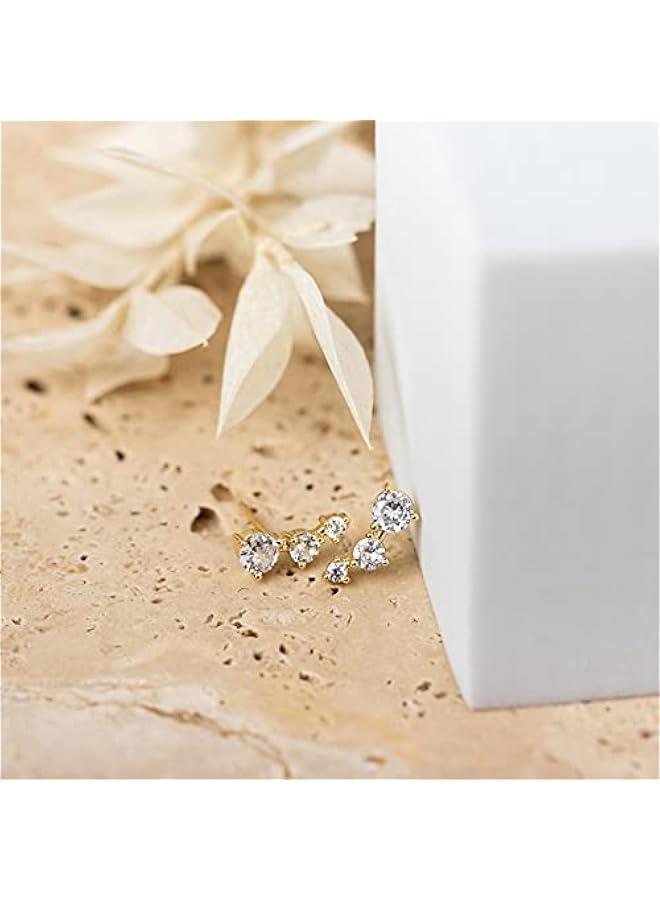 14K Gold Plated Cubic Zirconia Ear Crawler Earrings - Faux Diamond Arrow Ear Climber Fashion Earrings for Women - Image 3