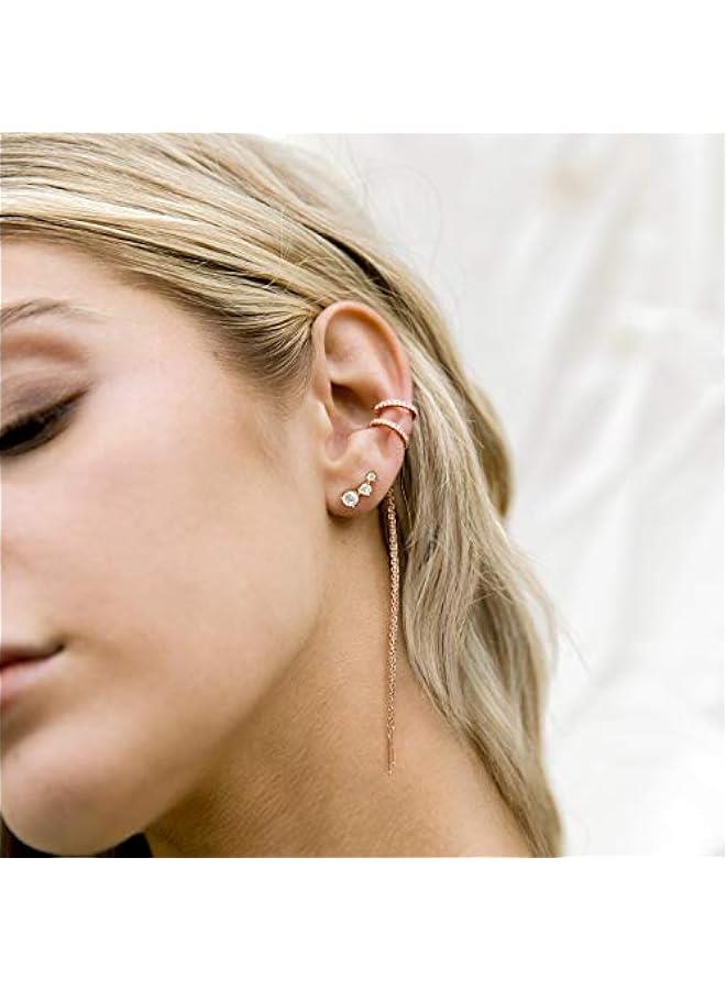 14K Gold Plated Cubic Zirconia Ear Crawler Earrings - Faux Diamond Arrow Ear Climber Fashion Earrings for Women - Image 4