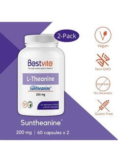 BESTVITE L-Theanine 200mg with Patented and Clinically Studied Suntheanine (120 Vegetarian Capsules) (2 x 60) - No Stearates - Vegan - Non GMO - Gluten Free  - Image 2