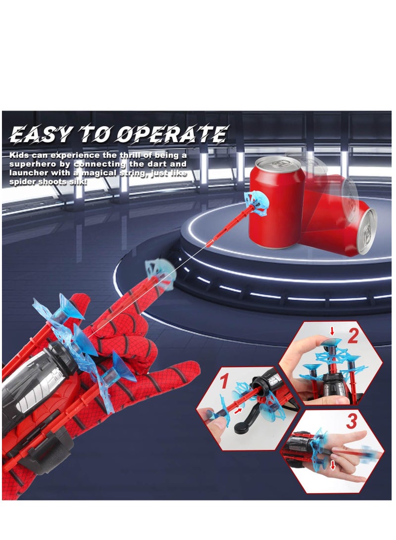 SYOSI Kids Costumes for Spiderman, Super Hero Web Shooter for Kids, Spider Shooter Gloves Toy with Superhero Cape +LED Mask + Eye Mask, Spider Launcher Wrist Toys Costume Cosplay Super Hero Toys Gift - Image 4