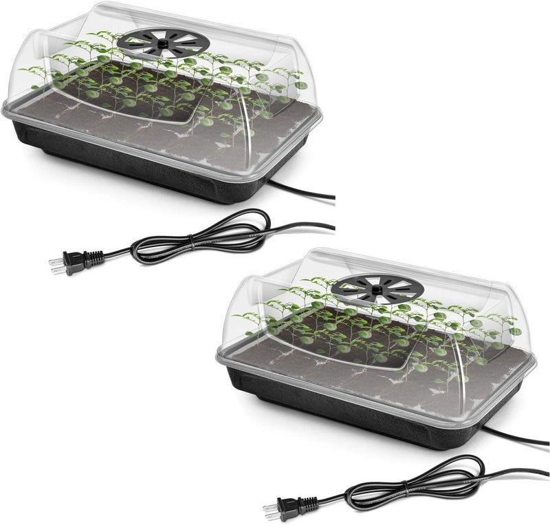 iPower iPower Heating Seed Starter Germination Kit Seedling Propagation Tray with Heater and 5in Vented Humidity Dome 2Pack BlackTransparent  - Image 1