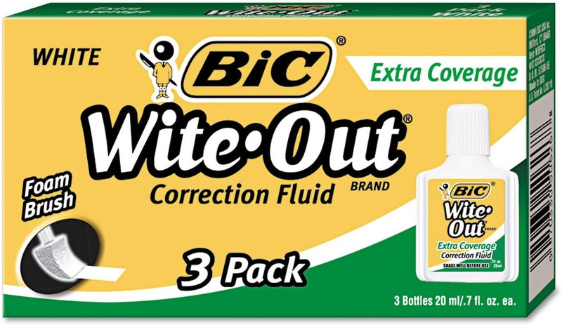 Bic Extra-Coverage Wite-Out Brand Correction Fluid - Image 1